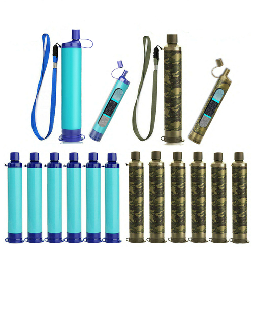 6Pack Survival Water Filter Straw Outdoor Camping Hiking Drinking Emergency Gear